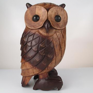 Wooden Standing Large Owl
